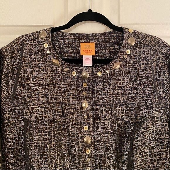 RUBY RD BLACK GOLD TEXTURED JACKET - Picture 4 of 10